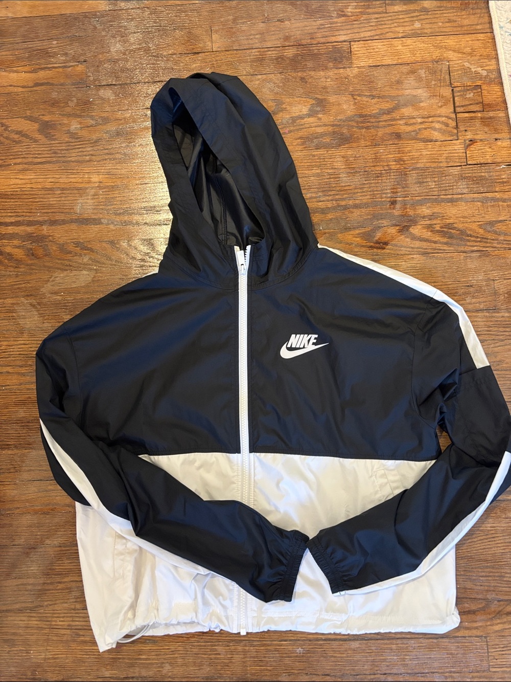 Nike Black and White Hooded Track Jacket